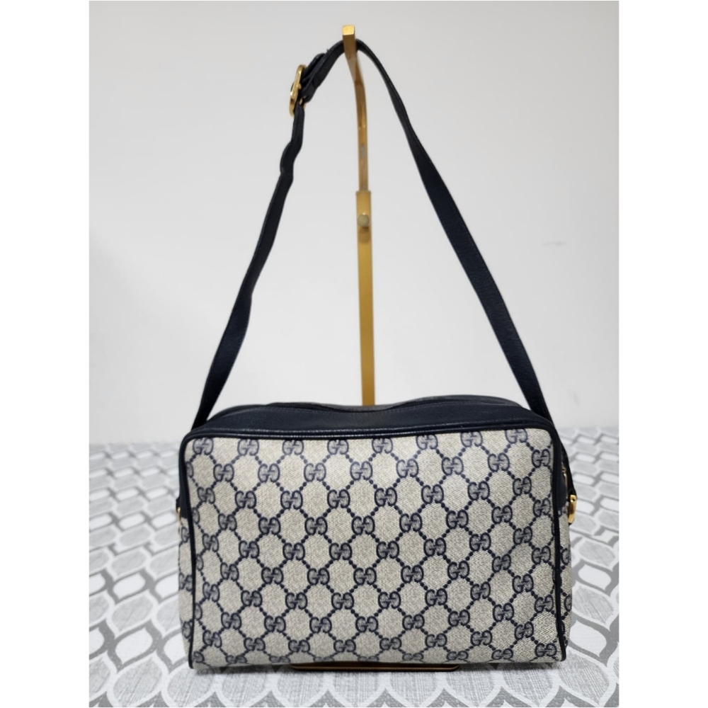 GUCCI Vintage Ophidia Shoulder Bag Navy Blue/Grey Shoulder - Picture 3 of 13